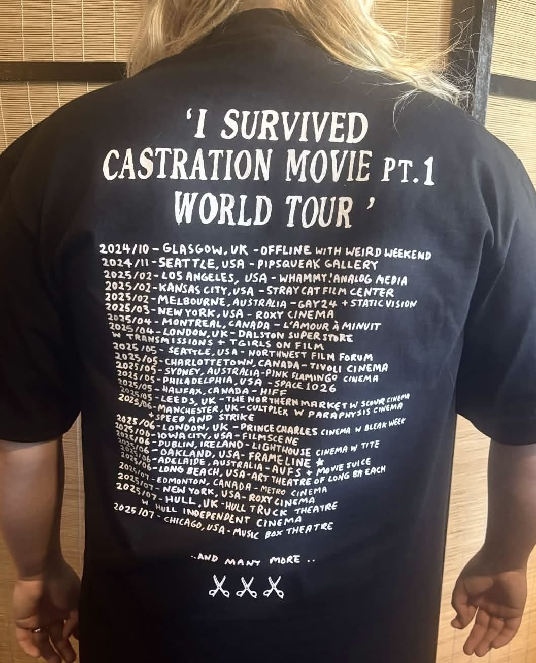 'I SURVIVED CASTRATION MOVIE' t shirt